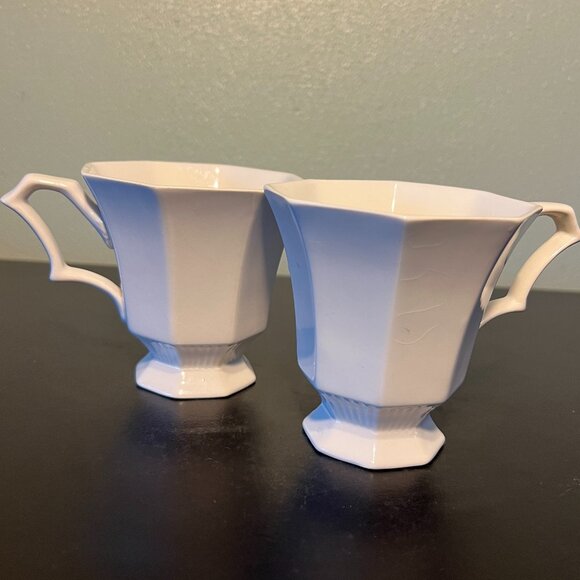 Set of 2 Vtg CASTLETON CHINA Independence Ironstone White Octagon  Cups ~ Japan - Picture 5 of 13